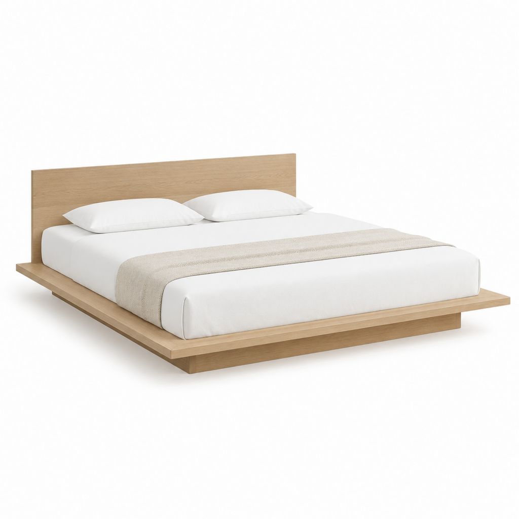 Bettgestell in heller Eichenoptik mit Kopfteil für Matratze 180 x 200 cm