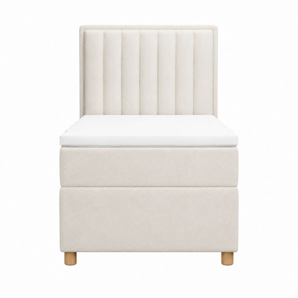 Polsterbettgestell Creme aus Polyester rechteckig mit vertikal gepolstertem Kopfteil 90 x 200 cm