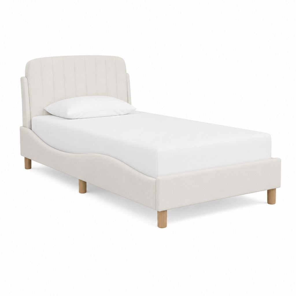 Polsterbett Einzelbett Cremeweiß Polyester Rechteckig 90 x 200 cm