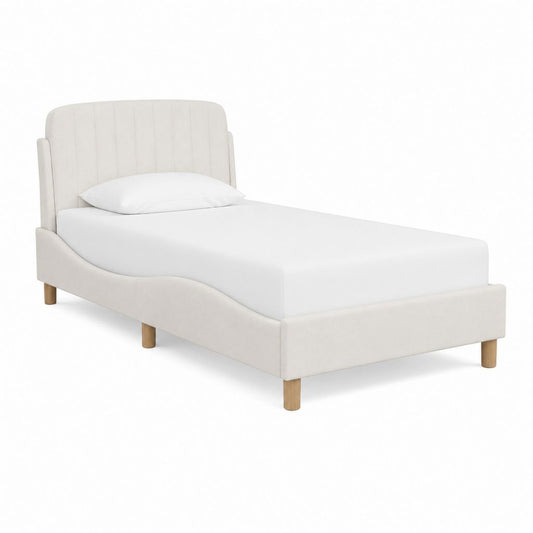 Polsterbett Einzelbett Cremeweiß Polyester Rechteckig 90 x 200 cm