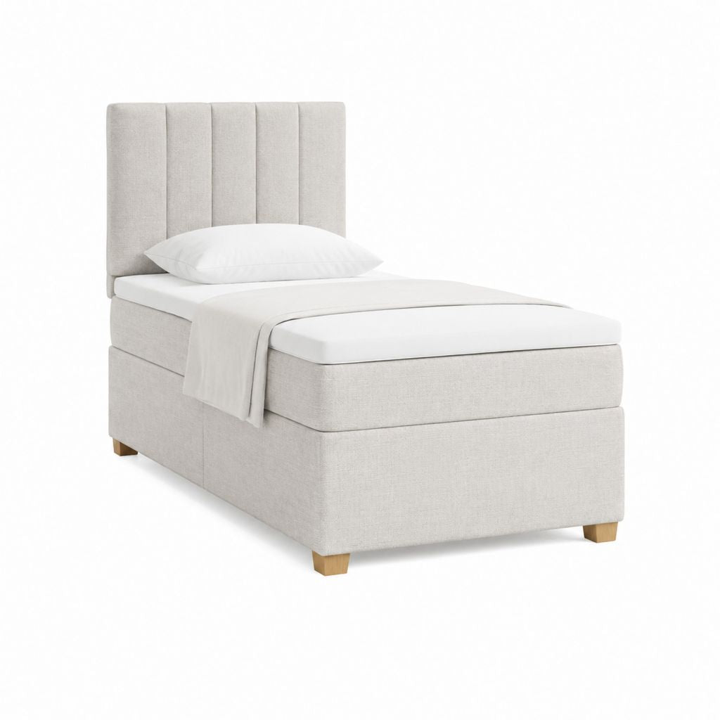 Boxspringbett Einzelbett Hellgrau Polyester Rechteckig 90 x 200 cm