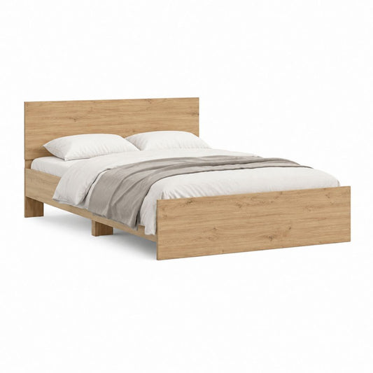 Doppelbett Bettgestell in Eiche Natur Holzwerkstoff rechteckig 160 x 200 cm