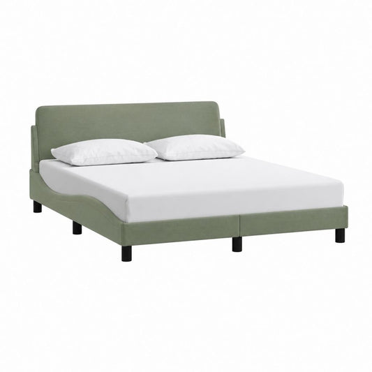 Polsterbett Doppelbett Salbeigrün Polyester Rechteckig 160 x 200 cm