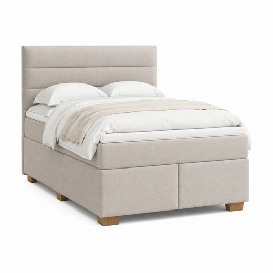 Polsterbett Doppelbett Beige Polyester Rechteckig mit Kopfteil 180 x 200 cm