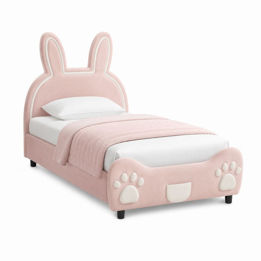 Kinderbett Hasenform Rosa Polyester-Samt 90 x 200 cm