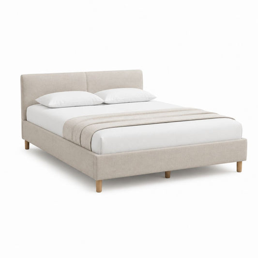 Polsterbett Doppelbett Beige Polyester rechteckig 160 x 200 cm