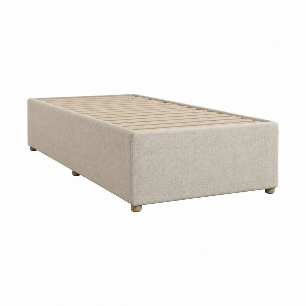 Polsterbettgestell mit Lattenrost Beige Polyester Rechteckig 90 x 200 cm