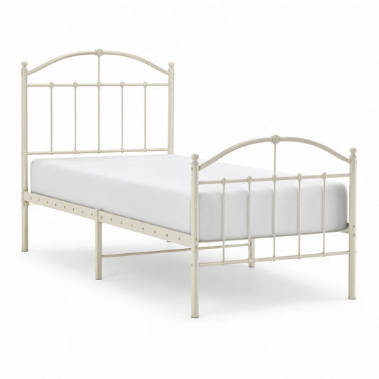 Metallbett Bettgestell Cremeweiß pulverbeschichteter Stahl rechteckig 90 x 200 cm