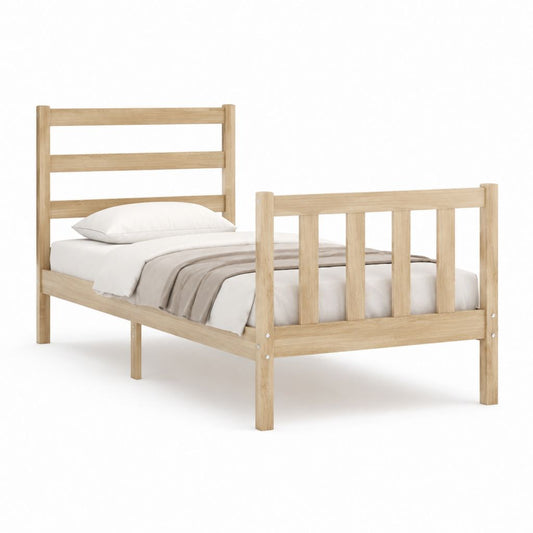 Einzelbett Bettgestell Natur aus massivem Kiefernholz 90 x 200 cm