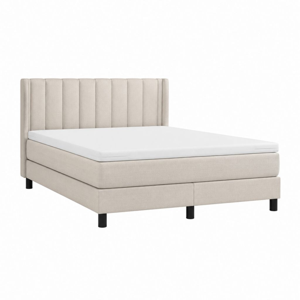 Boxspringbett Beige aus Polyester mit Matratze und Topper 180 x 200 cm