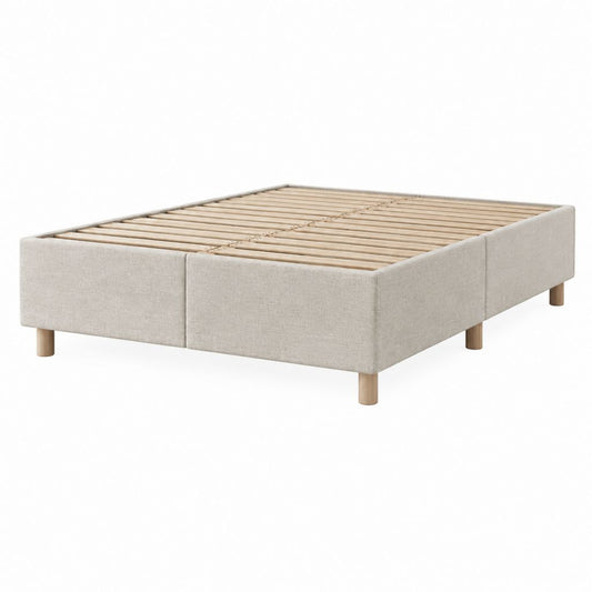 Polsterbett Bettgestell Beige Polyester Rechteckig mit Lattenrost 180 x 200 cm