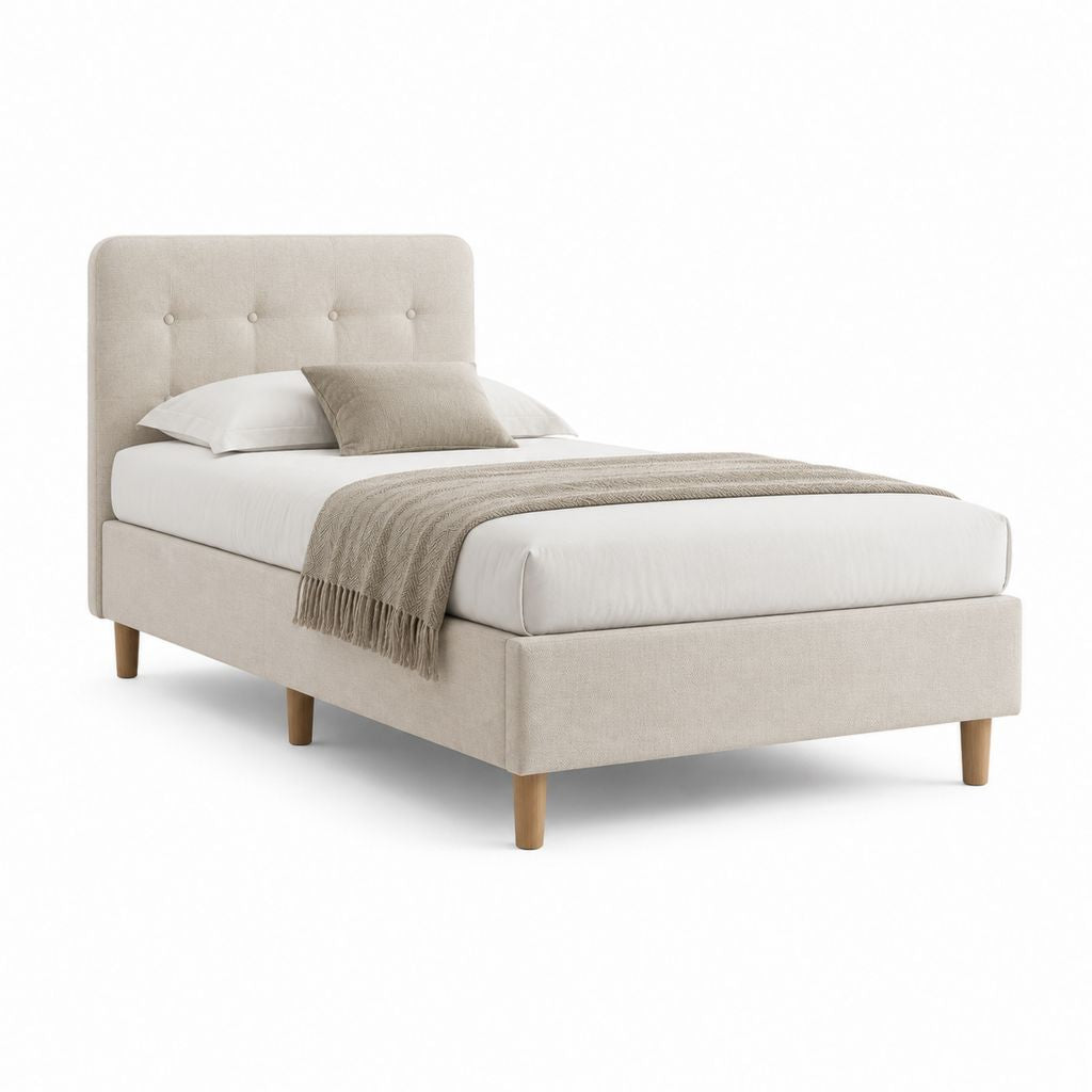 Polsterbett Bettgestell Beige Polyester Rechteckig 90 x 200 cm