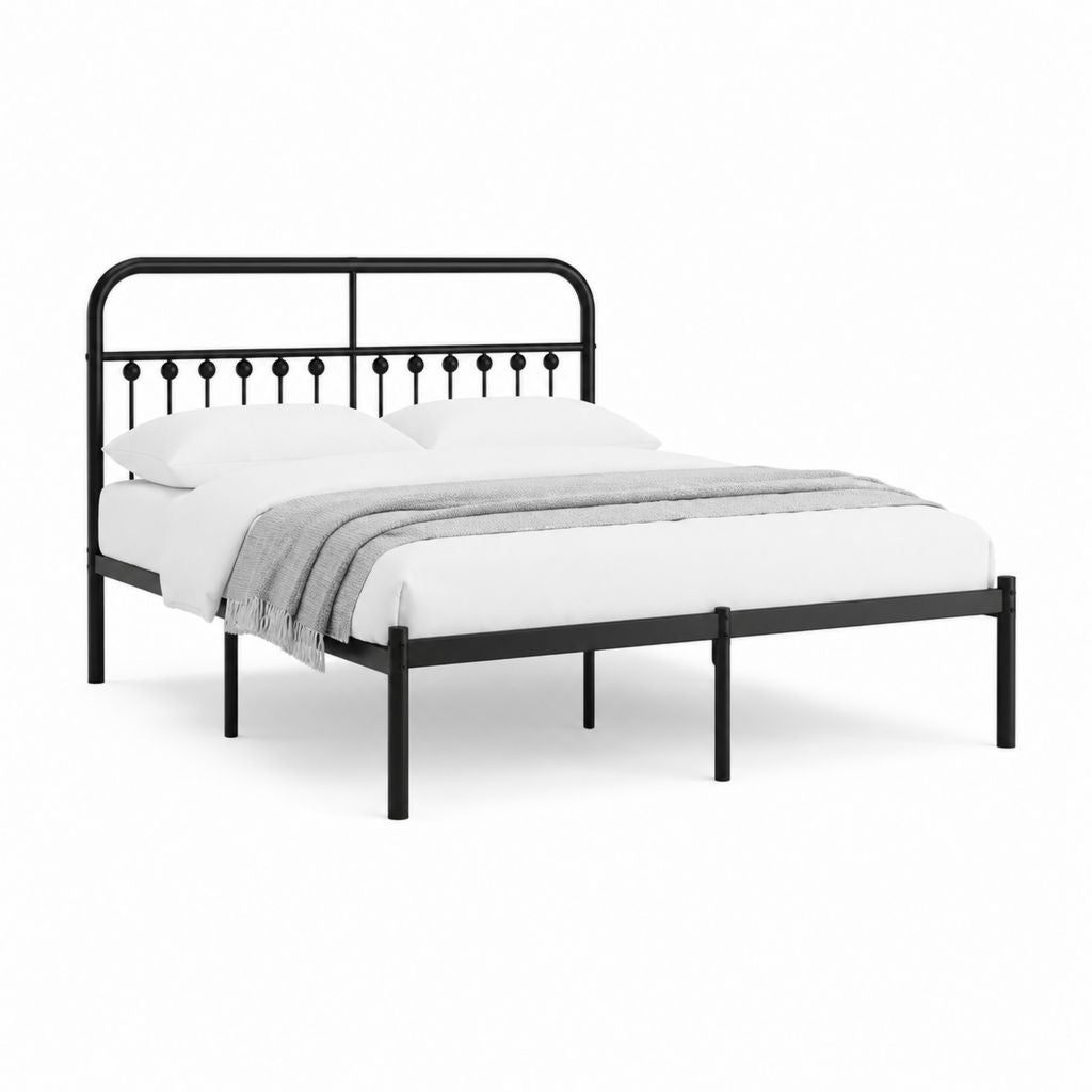 Metallbett Doppelbett Schwarz aus pulverbeschichtetem Stahl rechteckig 140 x 200 cm