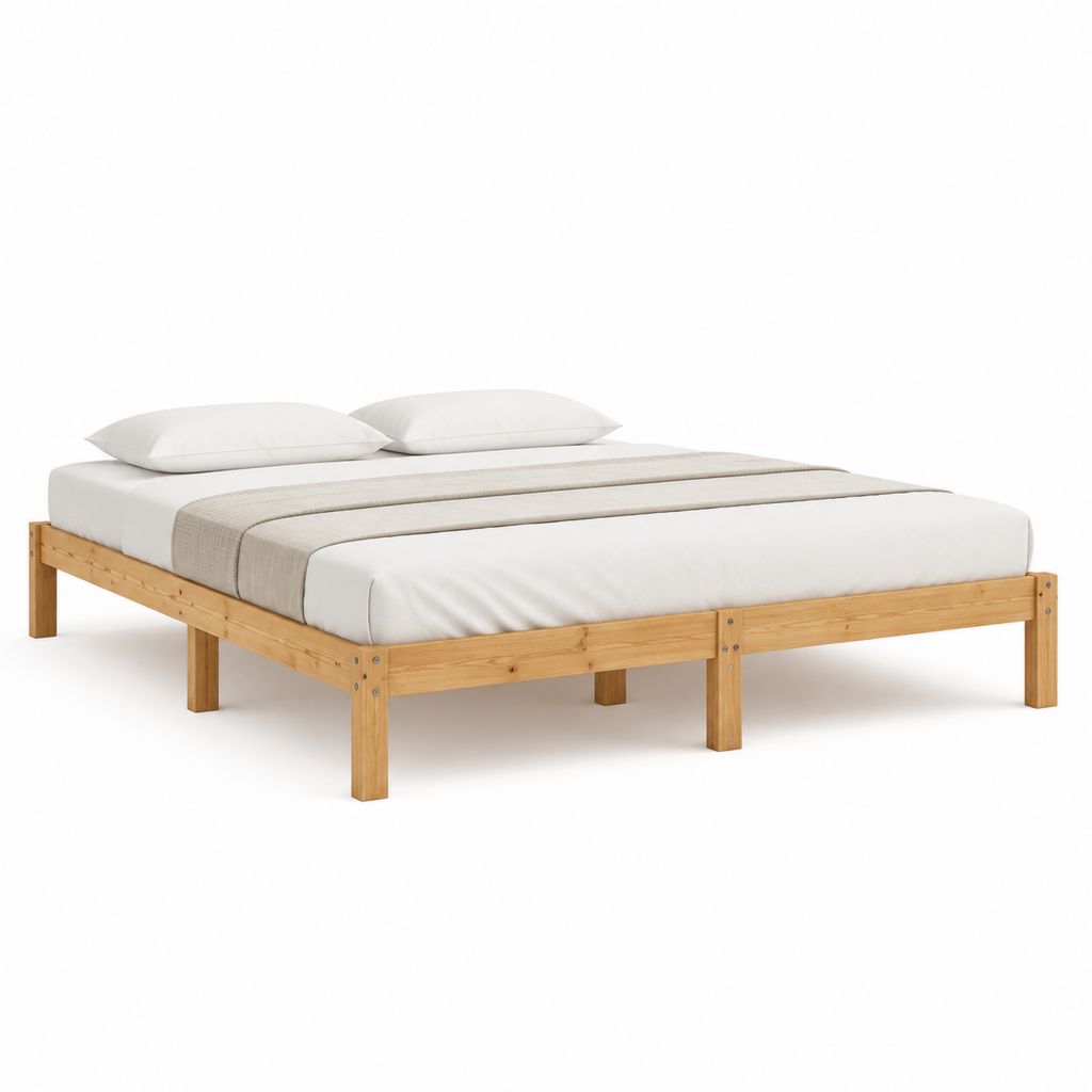 Doppelbett Bettgestell Natur aus massivem Kiefernholz 160 x 200 cm